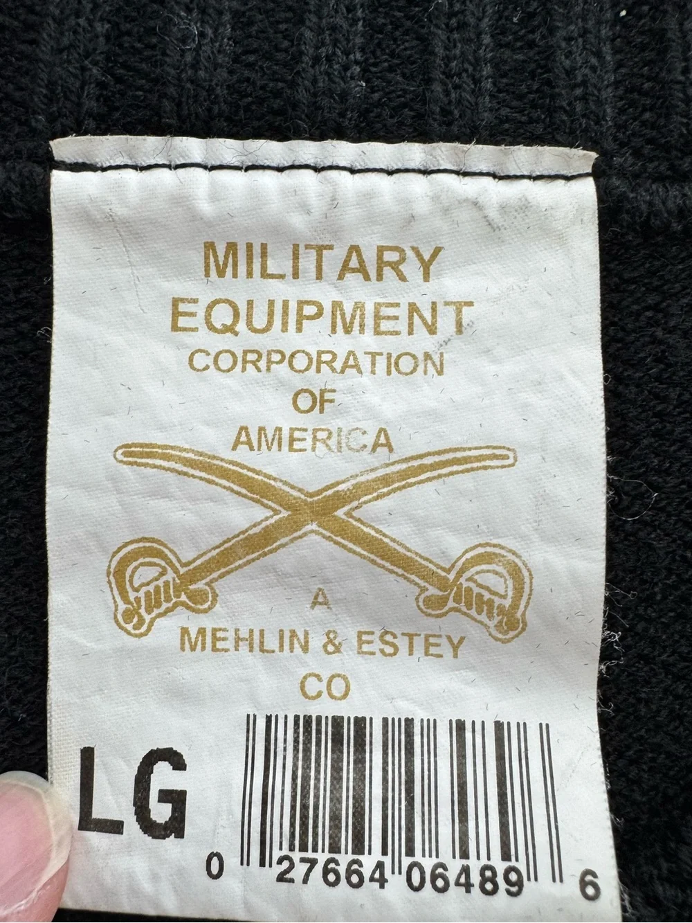 Military Equipment Corp. of America Black Commando Sweater LG V-Neck Tactical